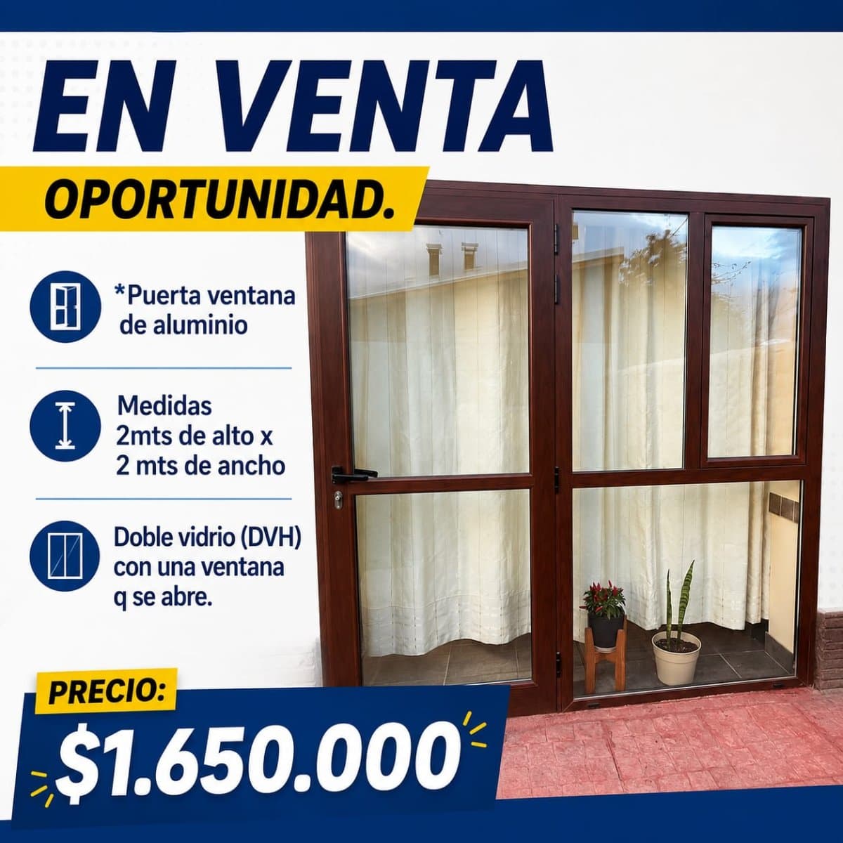 Puerta ventana aluminio DVH oportunidad