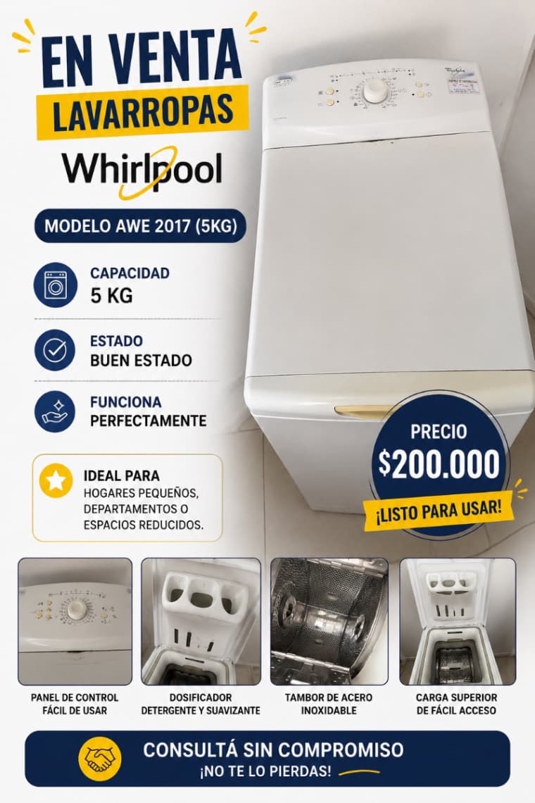 Lavarropas Whirlpool 5kg funcionando perfecto