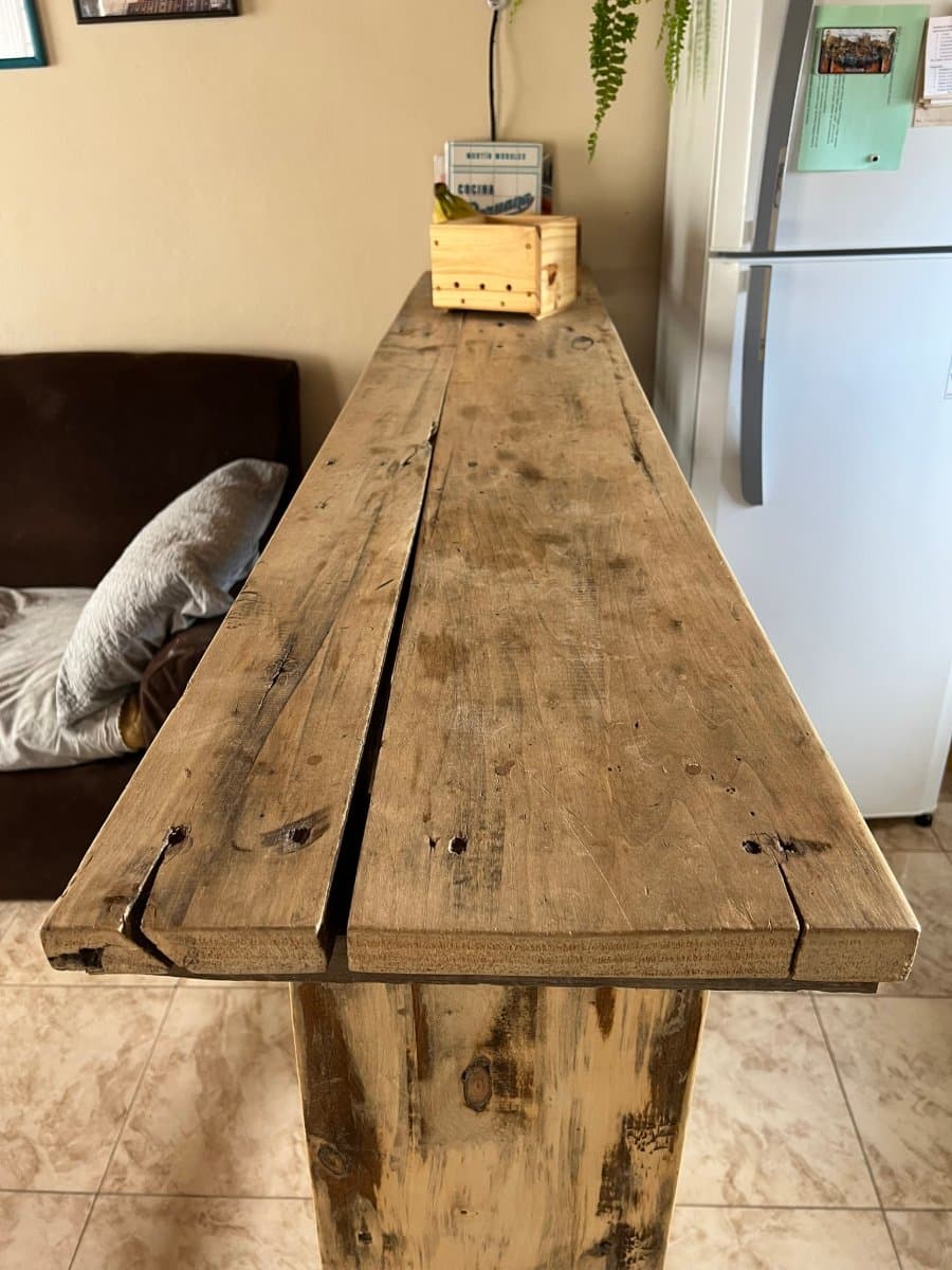 LIQUIDO POR MUDANZA! Barra desayunadora artesanal larga madera maciza 195cm