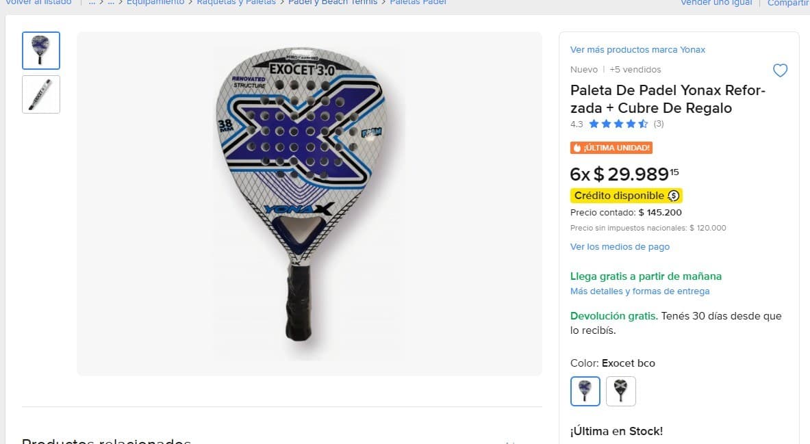 Paleta Padel Yonax Exocet Reforzada