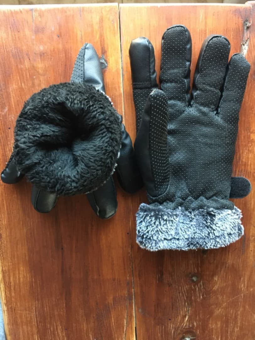 Guantes abrigo peluche piel sintética ecocuero