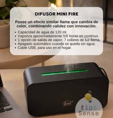 Difusor Mini Fire con llama LED
