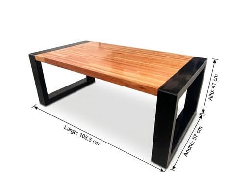 Mesa ratona industrial madera Maciza y Hierro – Eucaliptus 4 cm