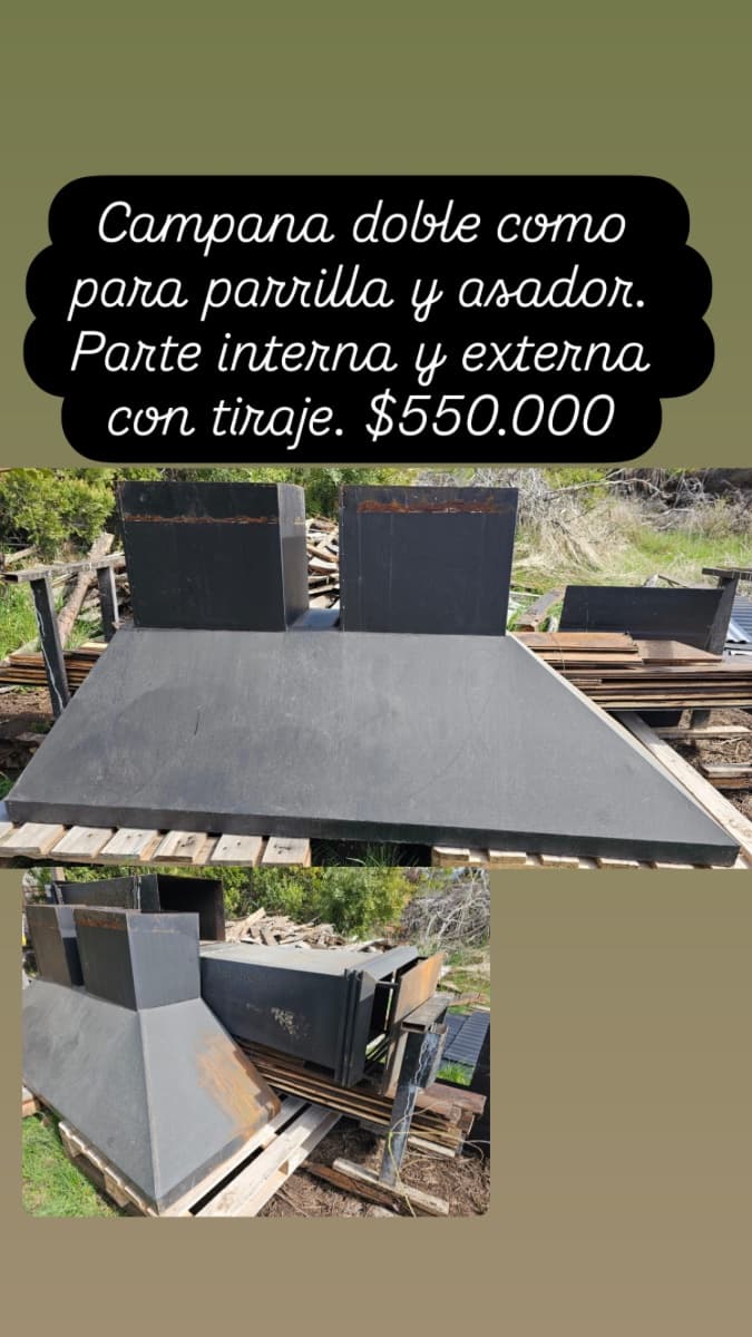 Campana doble para parrilla y asador con tiraje